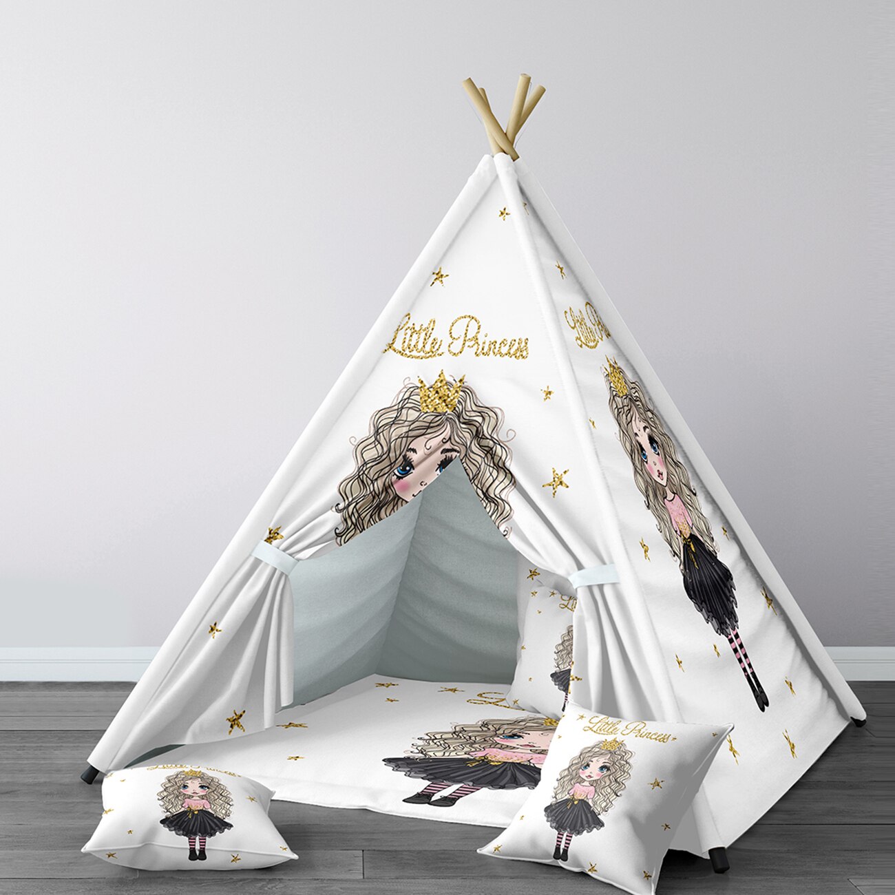 Spelen Tent Voor Kinderen Wigwam Draagbare Indoor Speeltuin Tenten Kinderen Slaapkamers Krullend Prinsesje Geel Model 059