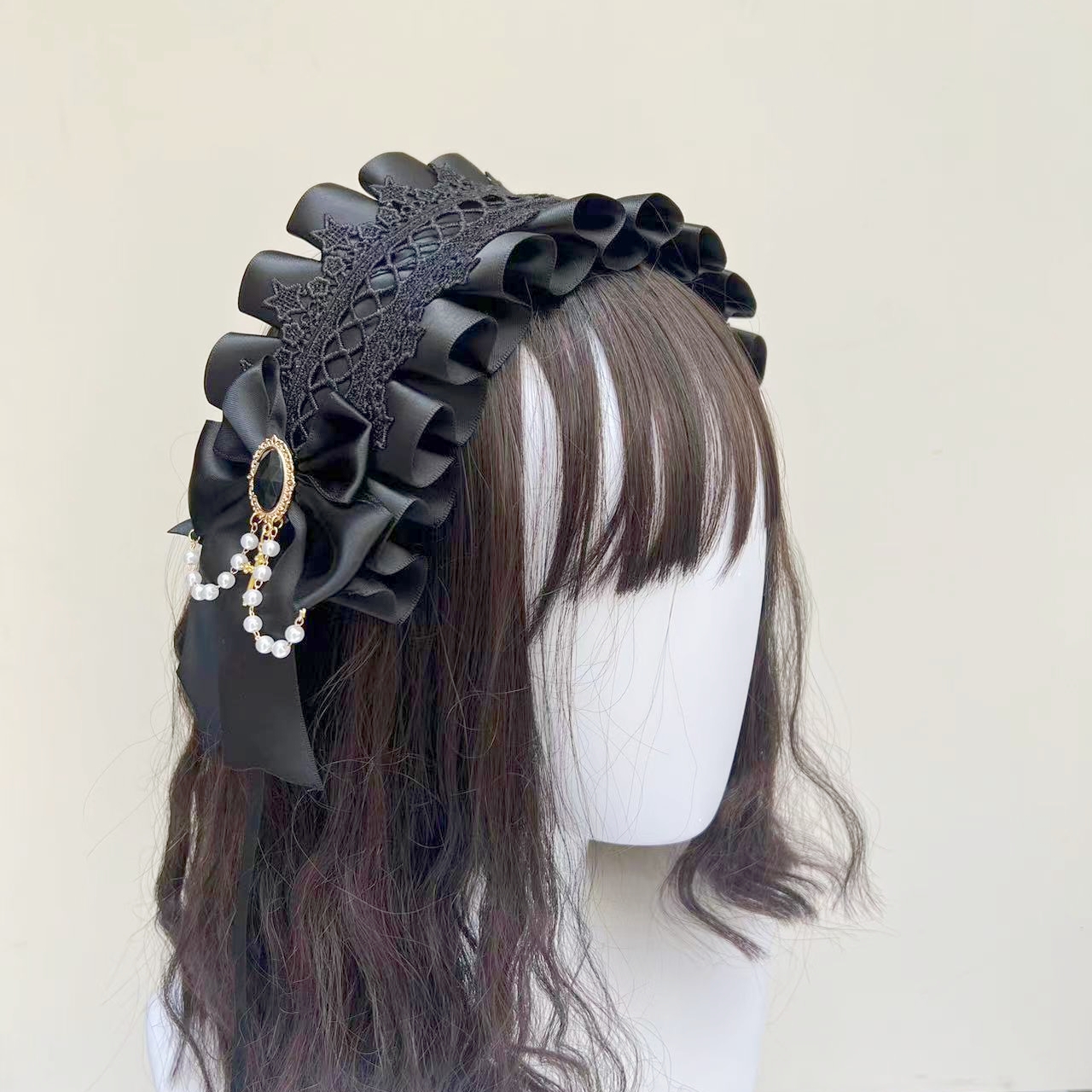 Tocado gótico de Lolita para sirvienta, accesorios para el cabello versátiles hechos a mano de encaje, diademas bonitas para Cosplay, horquilla dulce