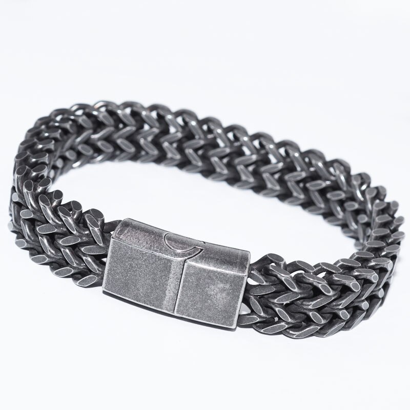 Retro-herrenarmband aus edelstahl mit magnetverschluss, antiksilberfarben, trendiger partyschmuck