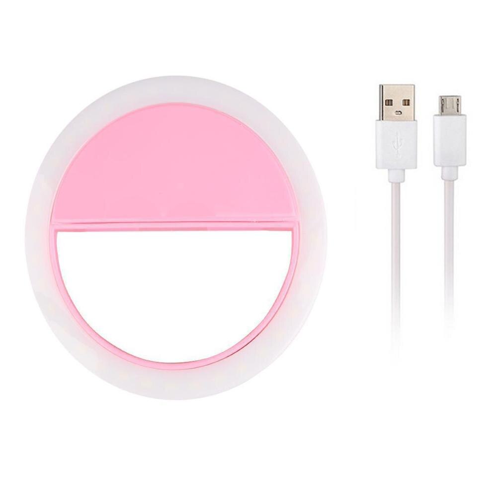 Selfie Rechargeable lampe de poche LED Up téléphone lumineux Selfie anneau lumière Clip photographie amélioration pour iPhone 8X7 Samsung: Pink