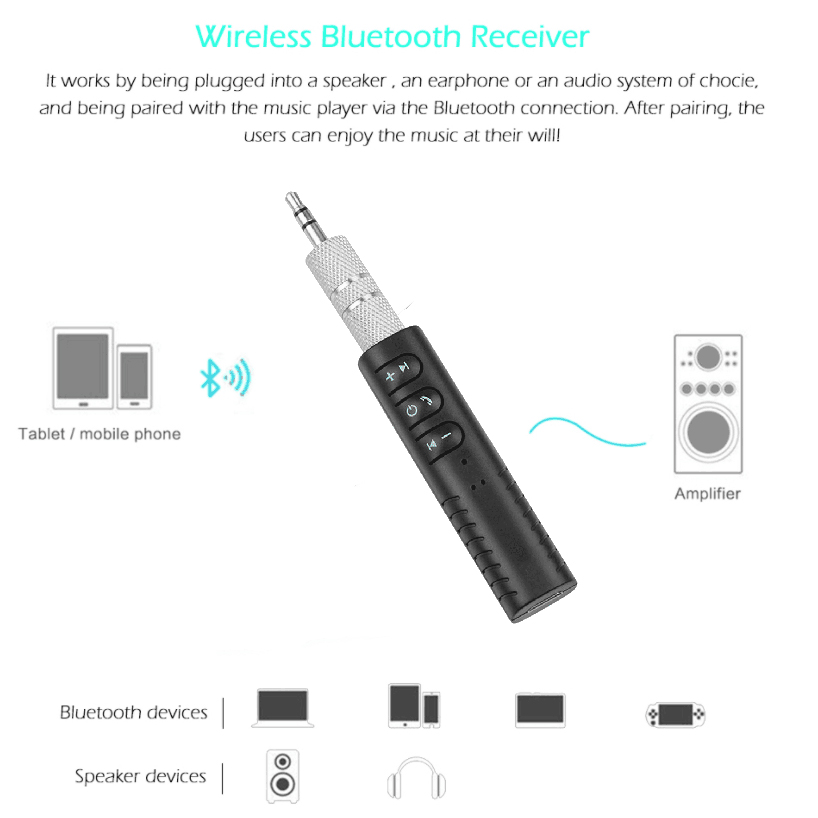 Adaptateur mains-libres Bluetooth avec clip, Jack 3.5mm, sans fil, récepteur Audio, écouteurs de Sport, musique, pour Huawei Xiaomi, autoradio