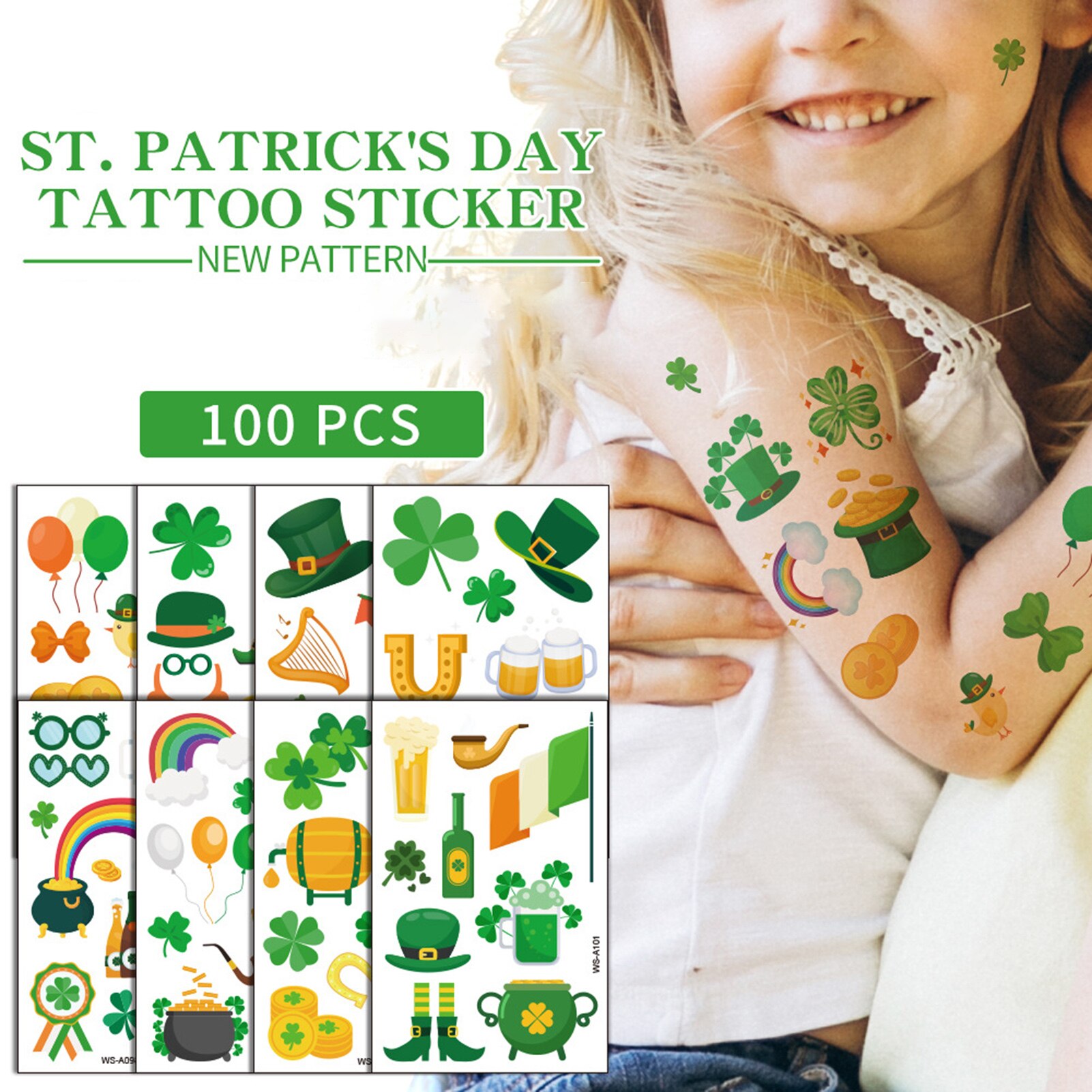 100Pcs St Patricks Dag Stickers Raam Kleeft Decals Shamrock Stickers Home Decor