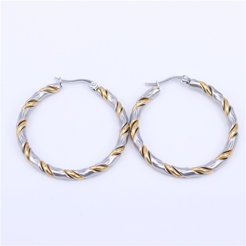 gold color hoop earring 30mm35mm40mm outer diameter and 4mm thick Simple women wear every day LH679: silver color 40mm