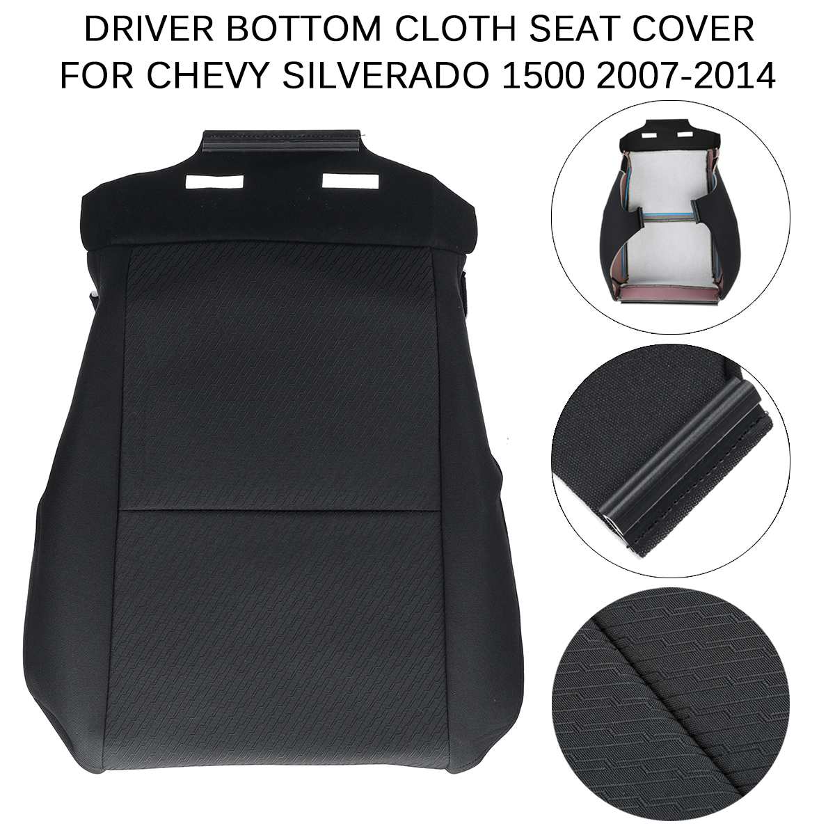 Front Driver Bottom Cloth Seat Cover Replacement For Chevy Silverado 1500 2500HD 3500HD 2007