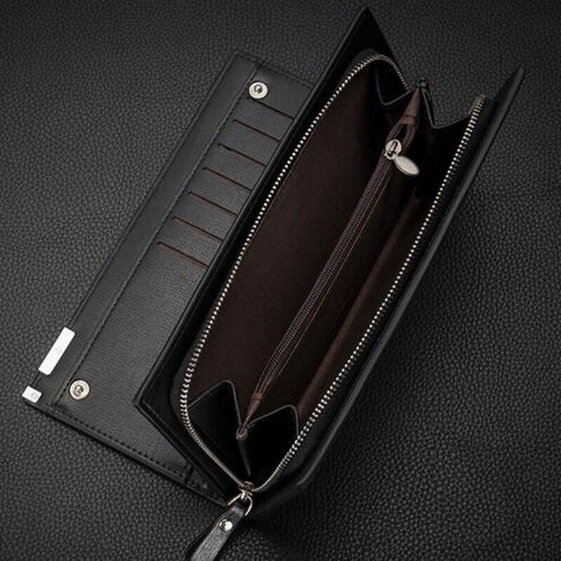 Newest Men's Leather Bifold ID Card Holder Long Wallet Purse Checkbook Clutch Billfold