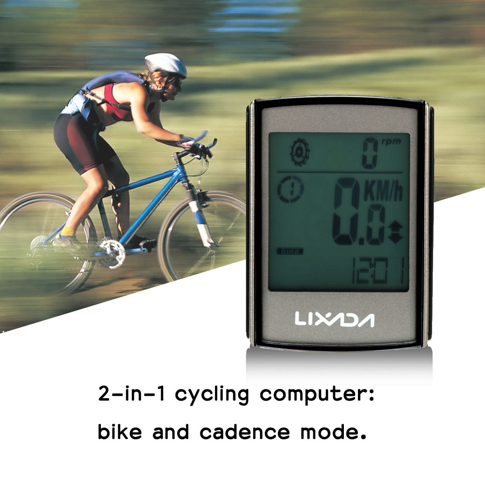 Lixada Multifunctional 2-in-1 Wireless LCD Bicycle Cycling Computer Speed Cadence Water-resistant