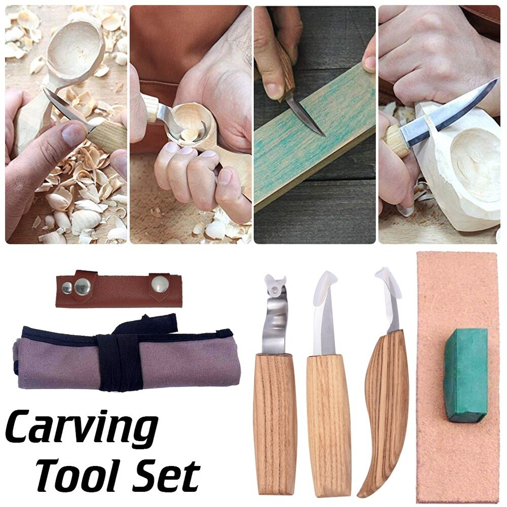 Wood Carving Tool Set - Hook for Spoon, Bowl, Kuksa Cup or General Carving Knife, Whittling Knife, Detail Wood Utensils Type