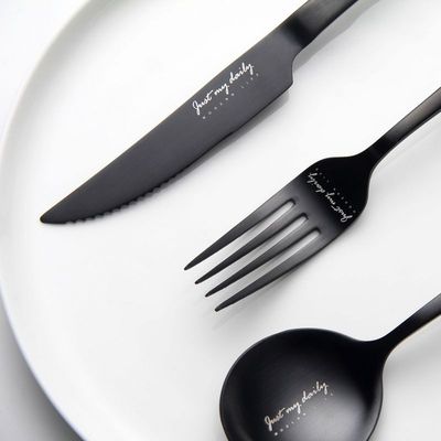 Nordic Stainless Steel Cutlery Set Black and White Western Tableware Knife Fork Spoon Set Chopsticks Creativedinnerware Set