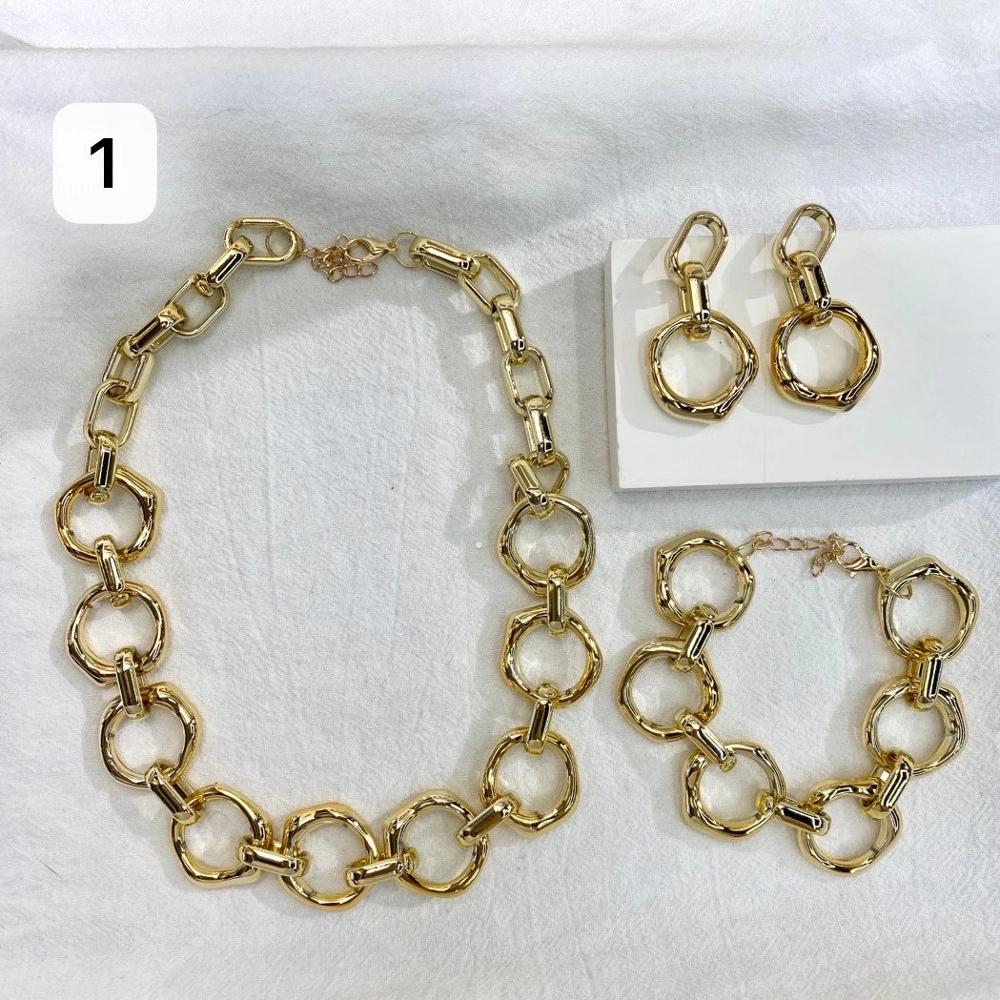 Dames retro gouden dikke kettingset van 3 #39 hiphop punk straatstijl sieraden korte ketting
