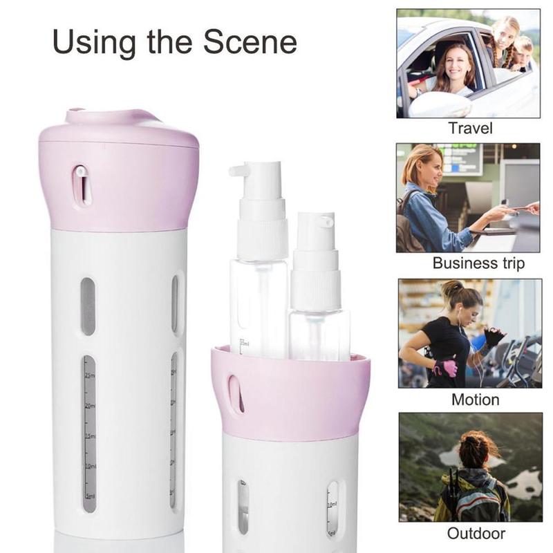 Populær draagbare 4 in 1 lotion dispenser fles draaien lotion shampoo douchegel sub-fles reise emulsie bottelen