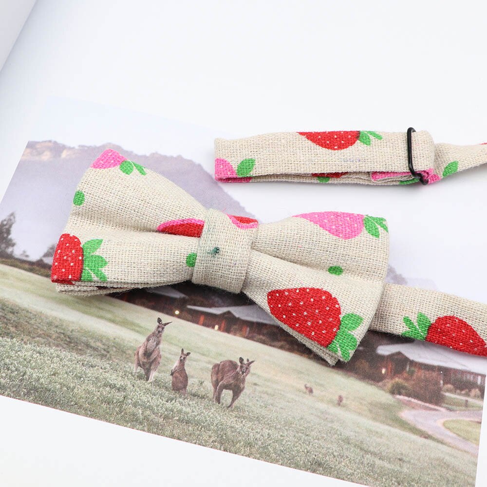 Gravata borboleta ajustável para crianças, de linho, desenho animado, animal, flor, borboleta, presente, festa, laço, acessórios