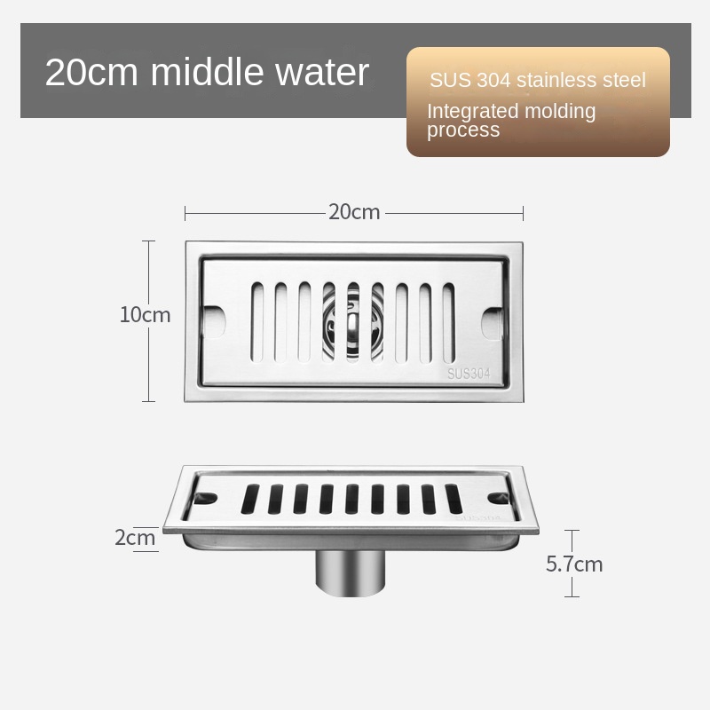 Strip Extended Floor Drain Stainless Steel Large Displacement Anti-Odor Barrier Hair Floor Drain Hotel Family Bathroom Balcony: WHITE