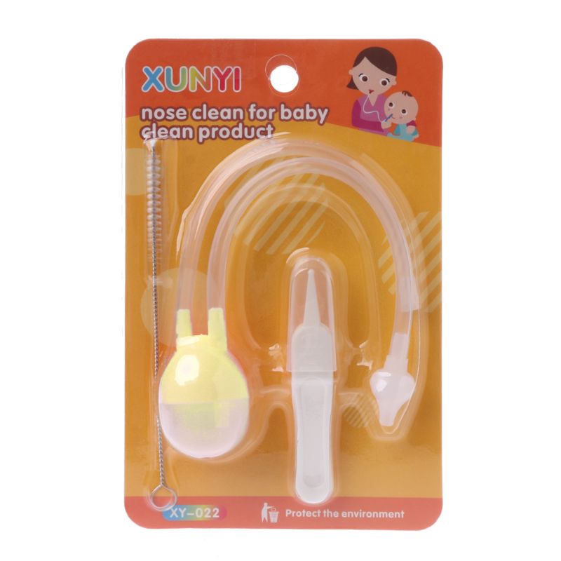 3pcs Baby Care Set Newborn Safety Nose Cleaner Kids Vacuum Suction Nasal Aspirator Set Infants Flu Protections Accessories 124D: Yellow