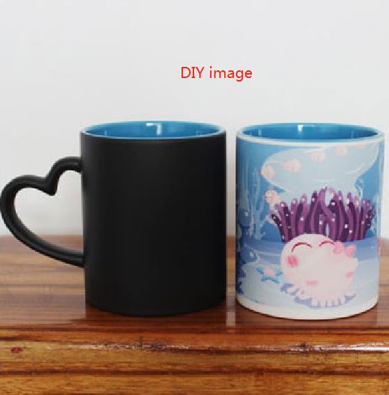 Blank 350ML 12oz Ceramic Magic Mug without Printing for Sublimation use: Inside Blue