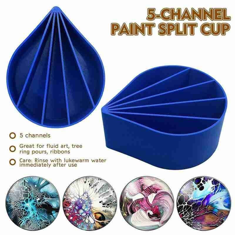12oz Acrylic Pour Cup 5 Channels Paint Pouring Split Cup Art Pour Supplies Oil Drawing Set For Artist DIY Art Supplies Oil Paint