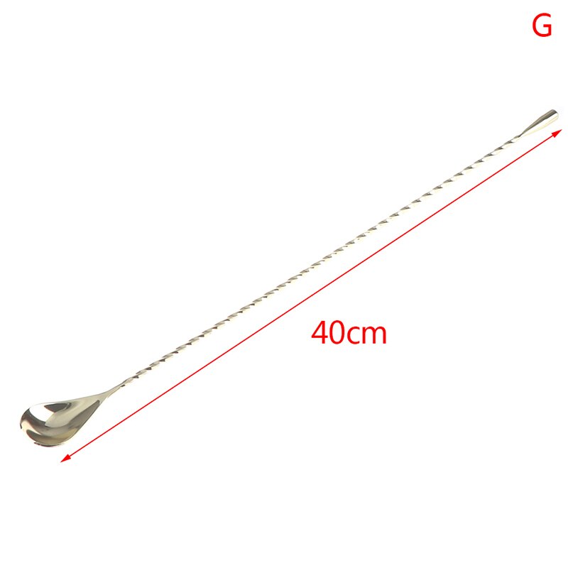 Stir Spoon Stainless Steel Mixing Cocktail Spoon Spiral Pattern Bartender Tools Bar Teadrop Spoon 30/40cm Bar Tool: 7