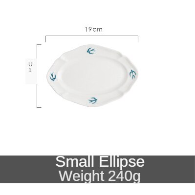 6/8/9 tommer keramiske middagstallerkener i japansk stil relief sluge desserttallerken kagefad restaurant husholdnings køkkenudstyr: Lille ellipse