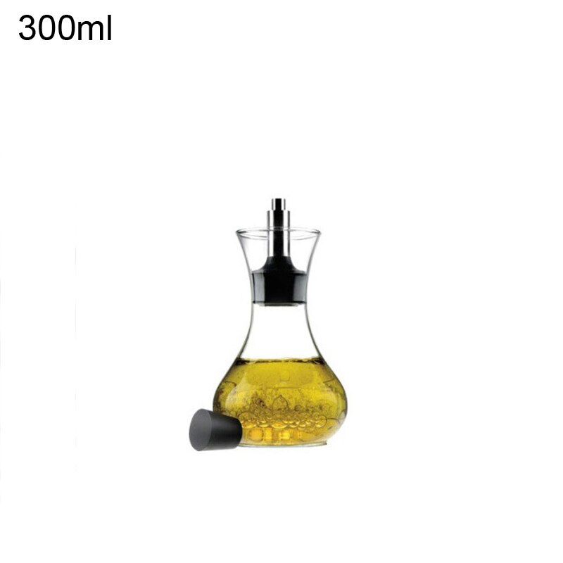 300/600ml glas cruet olie flasker dispenser sovs både lækagesikre olie eddike flaske sauce beholder gryde køkkenværktøj: 300ml