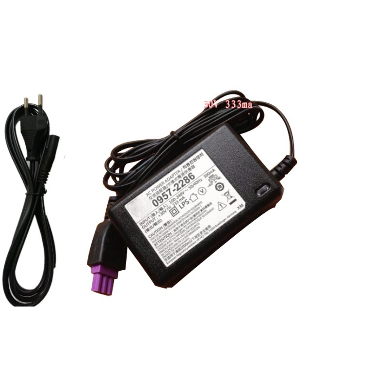 Adaptador de fuente de alimentación de CA para impresora, enchufe europeo/Americano/británico, 30V, 333mA, para HP Deskjet, 0957-2286, 1050, 1000, 2050, 2000, 2060, con Cable de CA