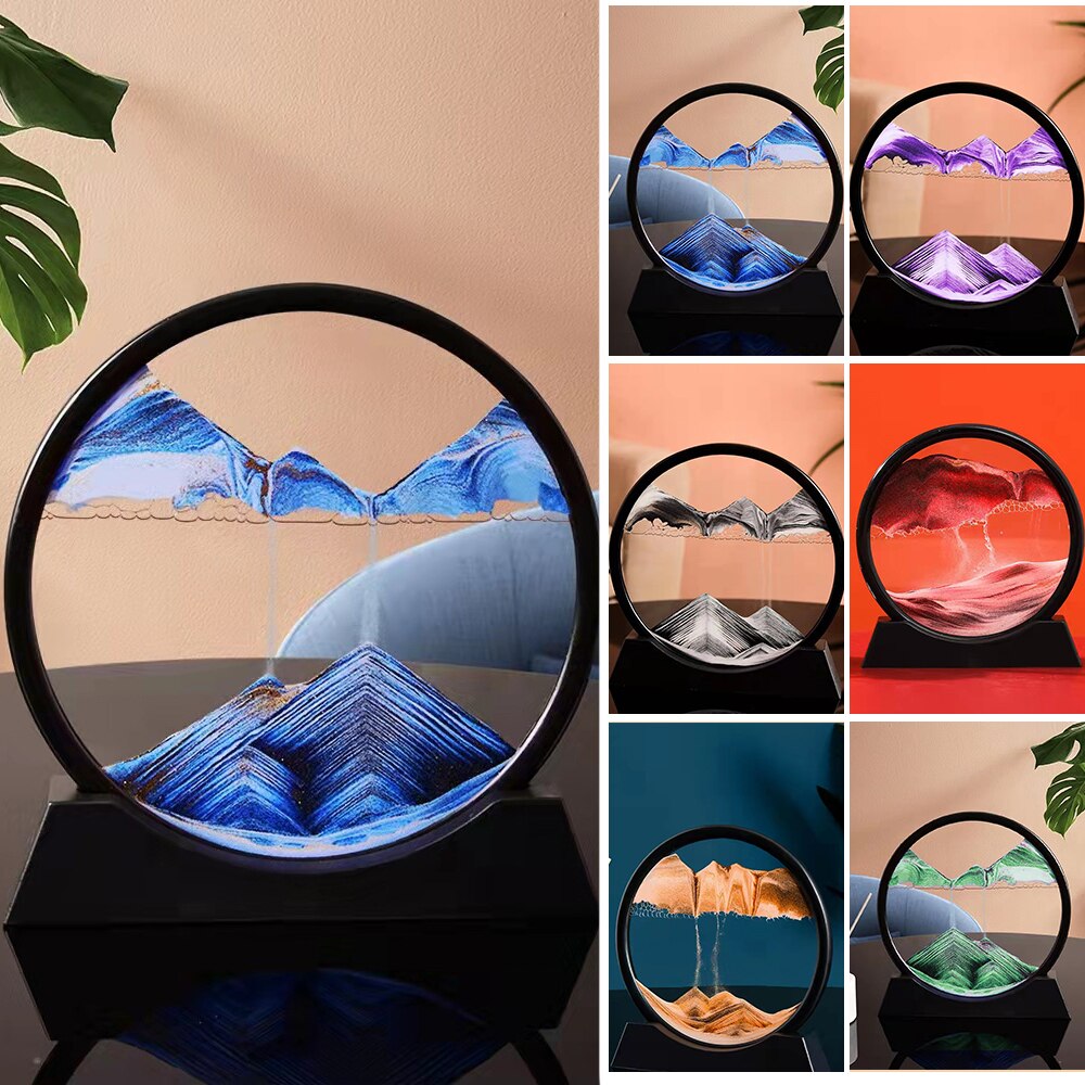 3D Glass Sandscape Hourglass In Motion Moving Sand Frame Art Painting Picture Display Flowing Hourglass Sand Timer