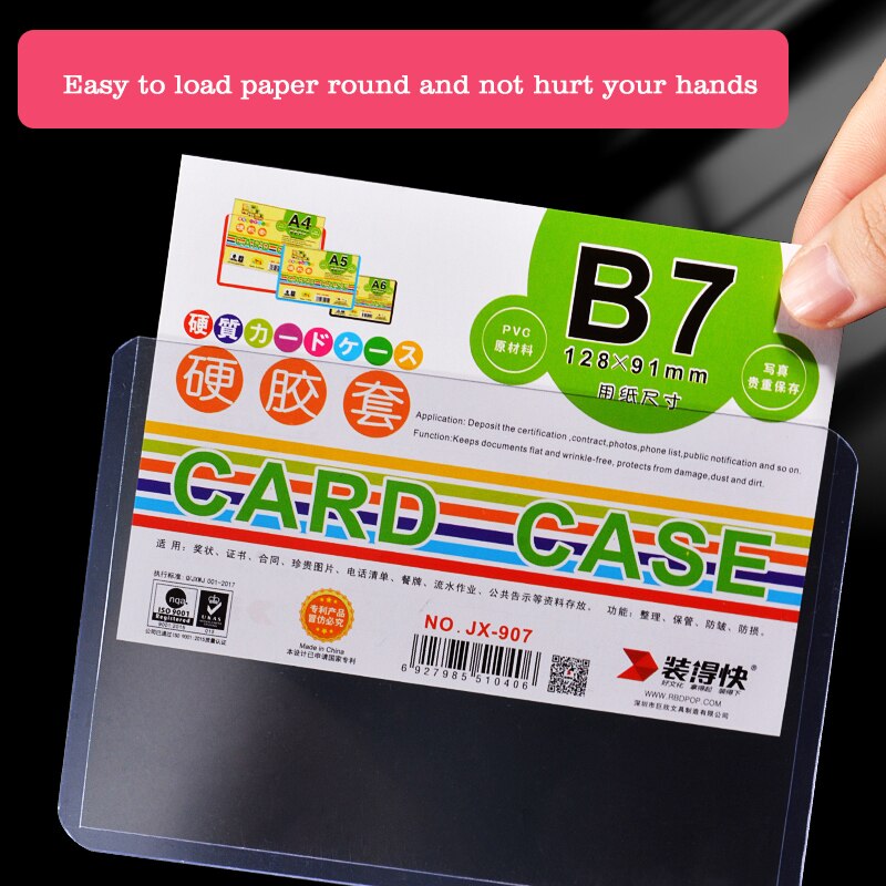 Pochette pour carte postale B8, petite pochette rigide de protection en Pvc, pochette rigide transparente pour cartes, fichiers A7, A6, A5, A4, B7, B6