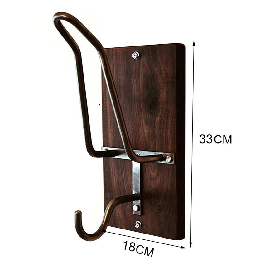Soporte de gancho para casco de motocicleta, soporte de madera, soporte de gancho de Metal, estante de montaje en pared, colgador de bolsa para casco de ropa, 33x18cm para habitación y garaje