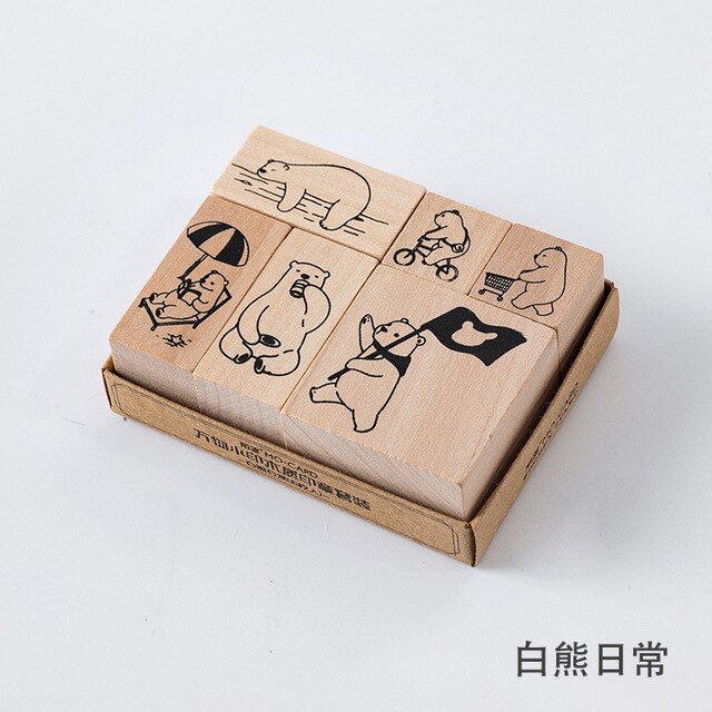 Vintage Kat Beer Panda Dier Leven Stempel Diy Houten Stempels Voor Scrapbooking Briefpapier Scrapbooking Standaard Stempel