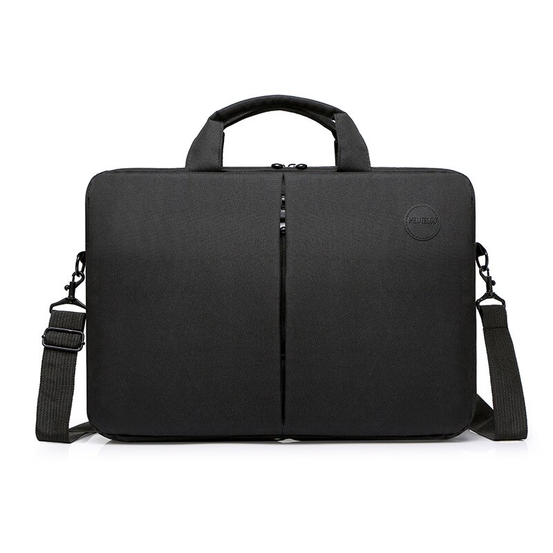 2019new leisure one shoulder handbag men's business notebook waterproof 15.6 inch Computer Briefcase leather laptop bag: Black