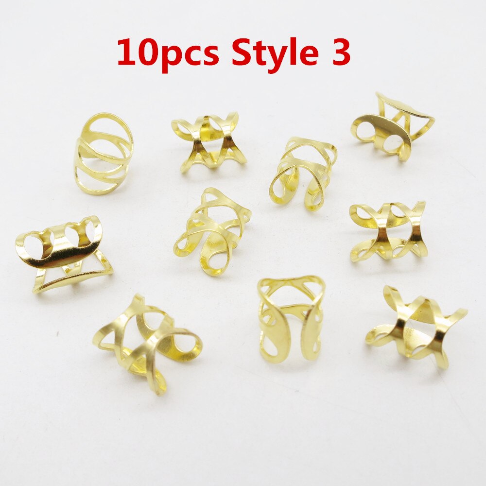 10 stk /20 stk justerbar viking hår Grue seg fletter dreadlock skjegg perler mansjetter klips til hår kvinner menn tilbehør: 10 stk stil 3