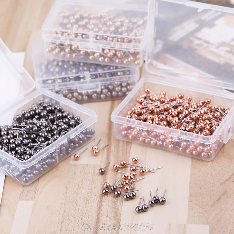 400pcs Round Plastic Head Steel Point Push Pins Map Thumb Tacks Pin Office School Supplies Au14 20