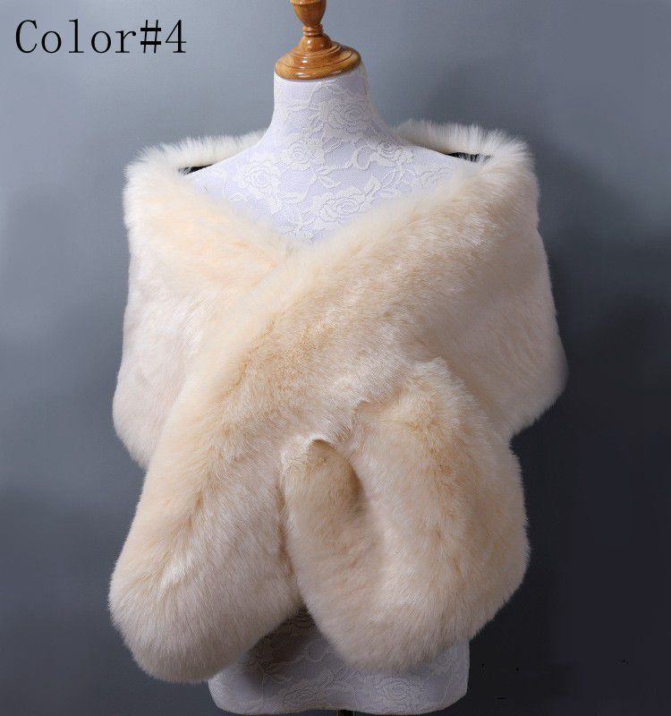 42 kleuren 165 * 28 cm bruin namaakbont bruiloft sjaal vrouw partij stola bruid cape mantel winter bruids wrap bolero accessoire voorraad: GRIJS