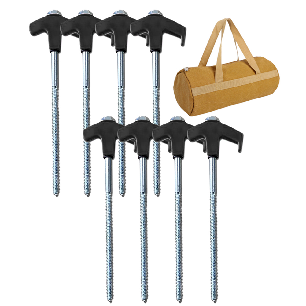 4/8PCS Screw-in Tent Stakes Ground Anchors metal Steel Hexagonal Plastic Head Spiral Screws Camping Peg Ground Nails Tool: PURPLE