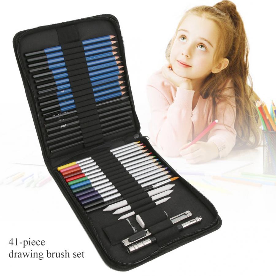 41pcs Sketching Pencil Artist Drawing Wood Pencils Kit for Art Students School Supplies Sketching Set