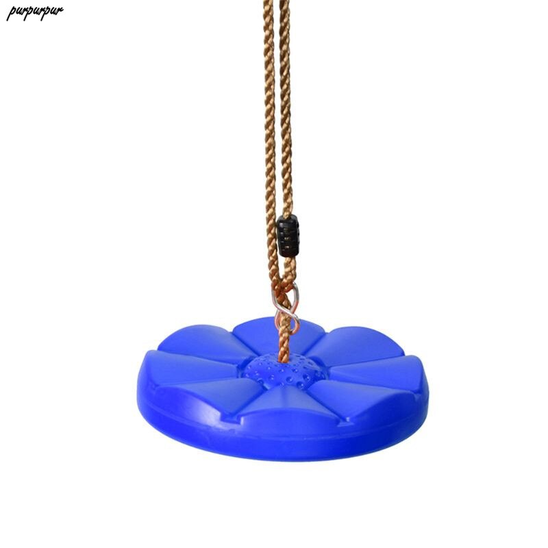 Columpio de cuerda de disco de columpio para interiores y exteriores, Columpio de cuerda de nailon ajustable, rojo para jugar con chico y niños: Azul