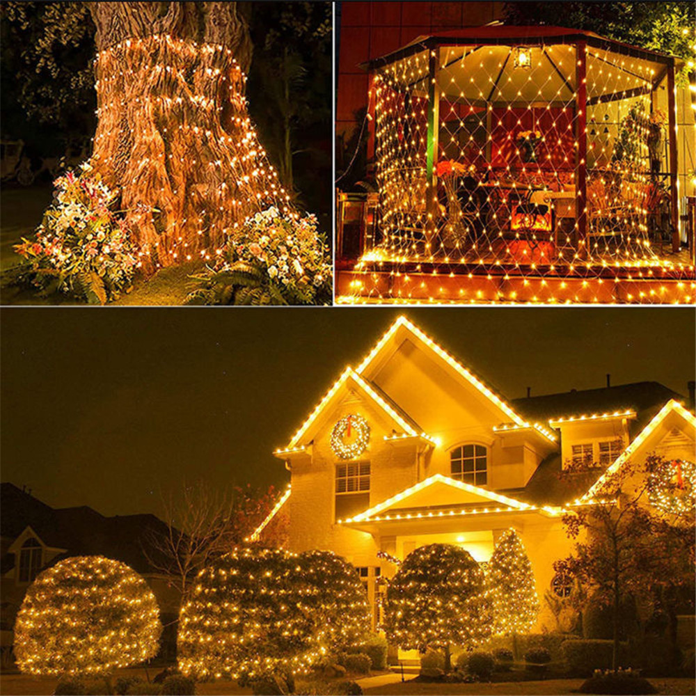 LED Net Mesh Fairy String Light Garland Window Curtain Christmas Fairy Light Wedding Party Garland Light