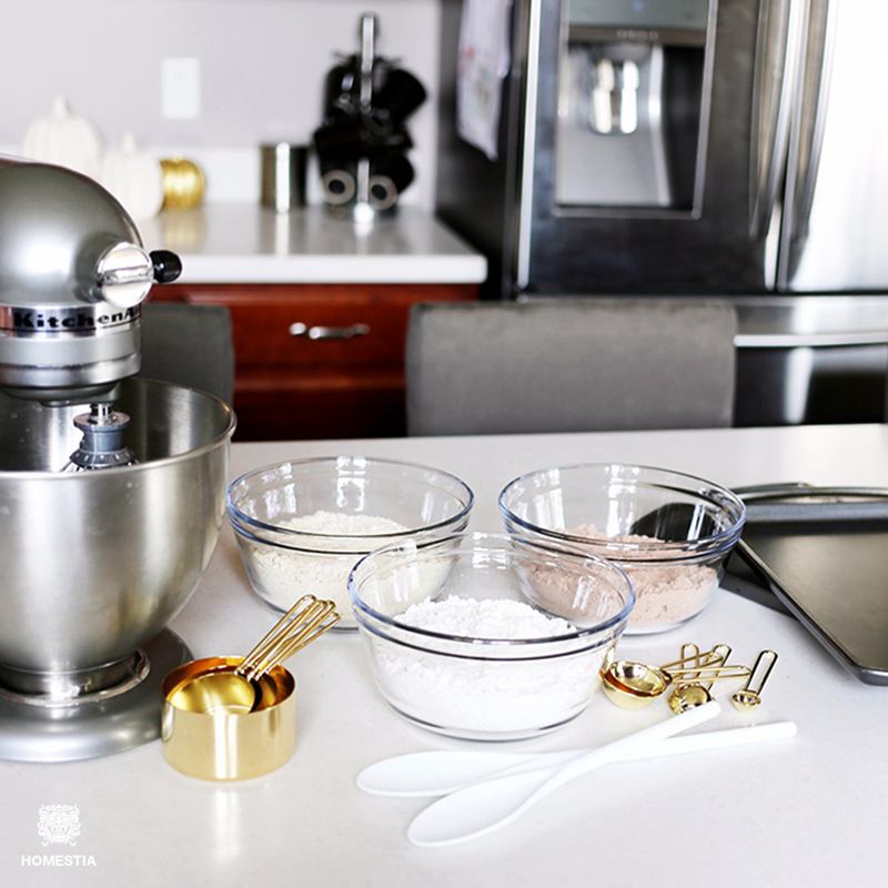 Big Gold Measuring Cups Measuring Spoons Set Stainless Steel 8 PIECE Dry and Liquid Ingredients Cooking Utensils