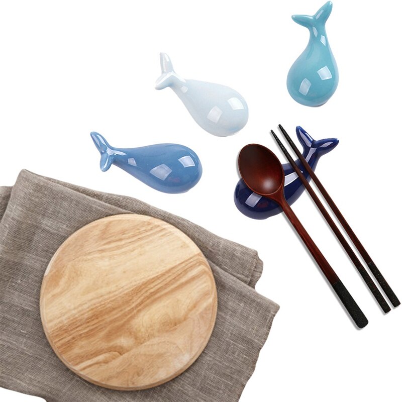 Japan Style Ceramic Chopsticks Holder Whale Shape Chopsticks Care Spoon Stand Rack Rest Kitchen Tableware Decoration