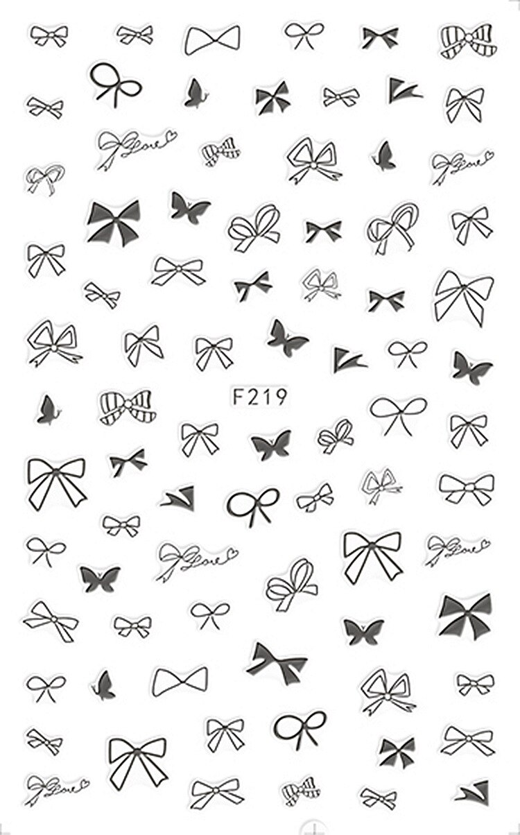 1 hoja de oro plata negro blanco mariposa lazo línea dibujo diseños adhesivos para uñas decoración DIY consejos F219 #
