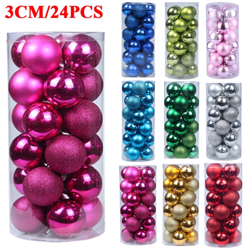 Glitter Christmas Ball 24PCS Hanging Baubles Tree Decoration Xmas Ornaments UK