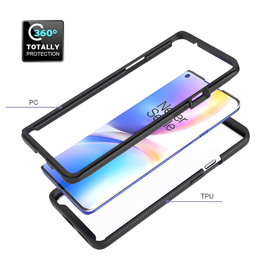 360 Full Body Slim Armor With Front Frame Case For OnePlus 8 Pro Nord 5G Anti-Fall Protective Transparent Back Cover
