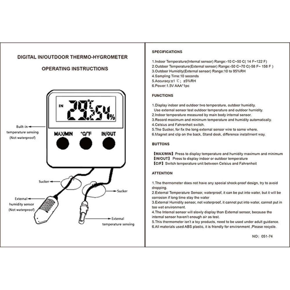 Elektronisk termometer hygrometer digital lcd-display temp fuktighetsmätare för ägginkubator reptiltankar terrarier