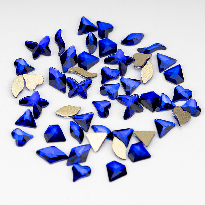 VDD 100 stuks glas nail art steentjes plaksteen strass glitter kristal strass gemengde vorm diamant glanzende doe-het-zelf ambachten decoratie: NICKEL