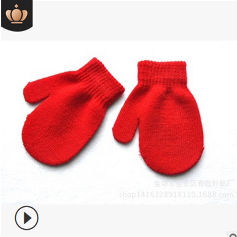 Søde børn baby dreng pige elastisk strikket varmere solide handsker vinter lille barn blød vant: Rød