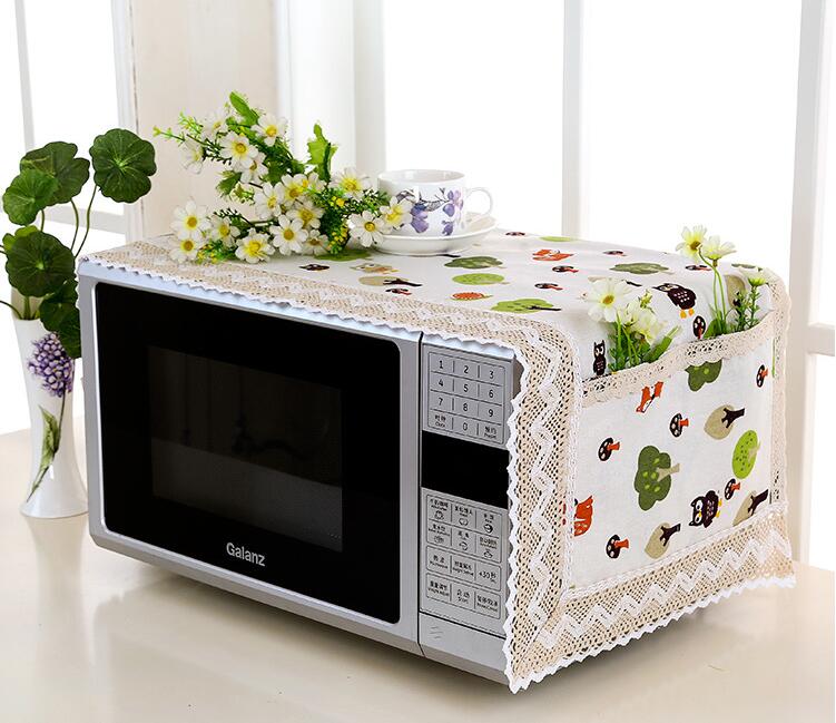 Superior cotton linen Dust Cover Microwave Cover Microwave Oven Hood Microwave Towel With Storage Bag