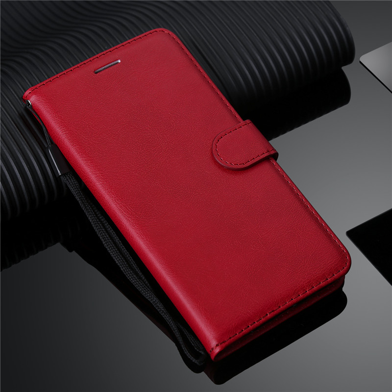 Honor 7x etui huawei honor 7x etui luksus læder tegnebog bagcover telefon etui til huawei honor 7x 7 x x7 flip beskyttende capa: Rød sag