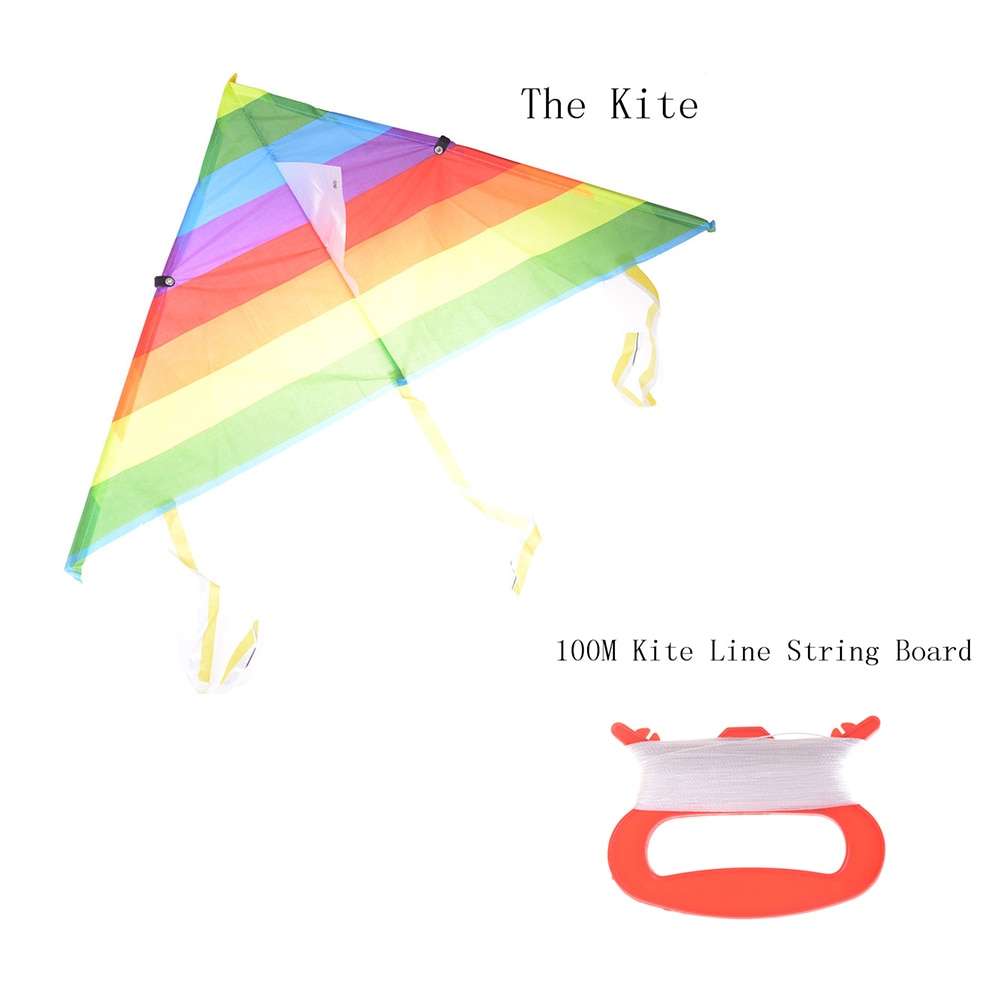 Met Controle Lijn Vliegers Outdoor Lange Staart Nylon Rainbow Kite Speelgoed Voor Kids Kinderen Kite Stunt Surf Driehoek Vliegende kite
