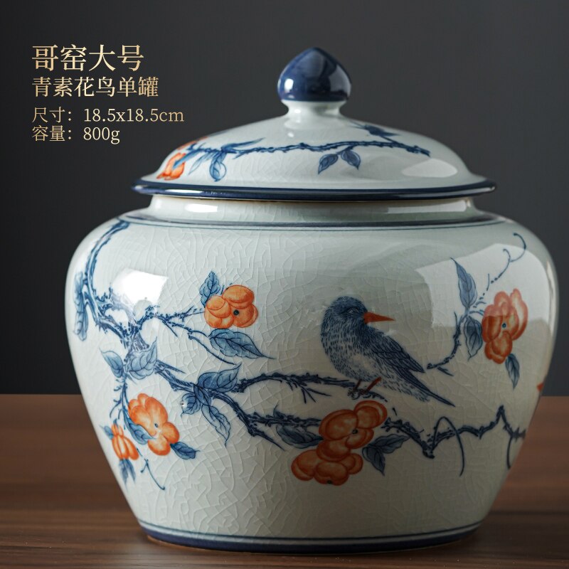 Ceramic Tea Caddy with Cover Moisture-proof Sealed Tank Storage Jar Tea Container Large Tea Box Food Storage Tank Tea Organizer