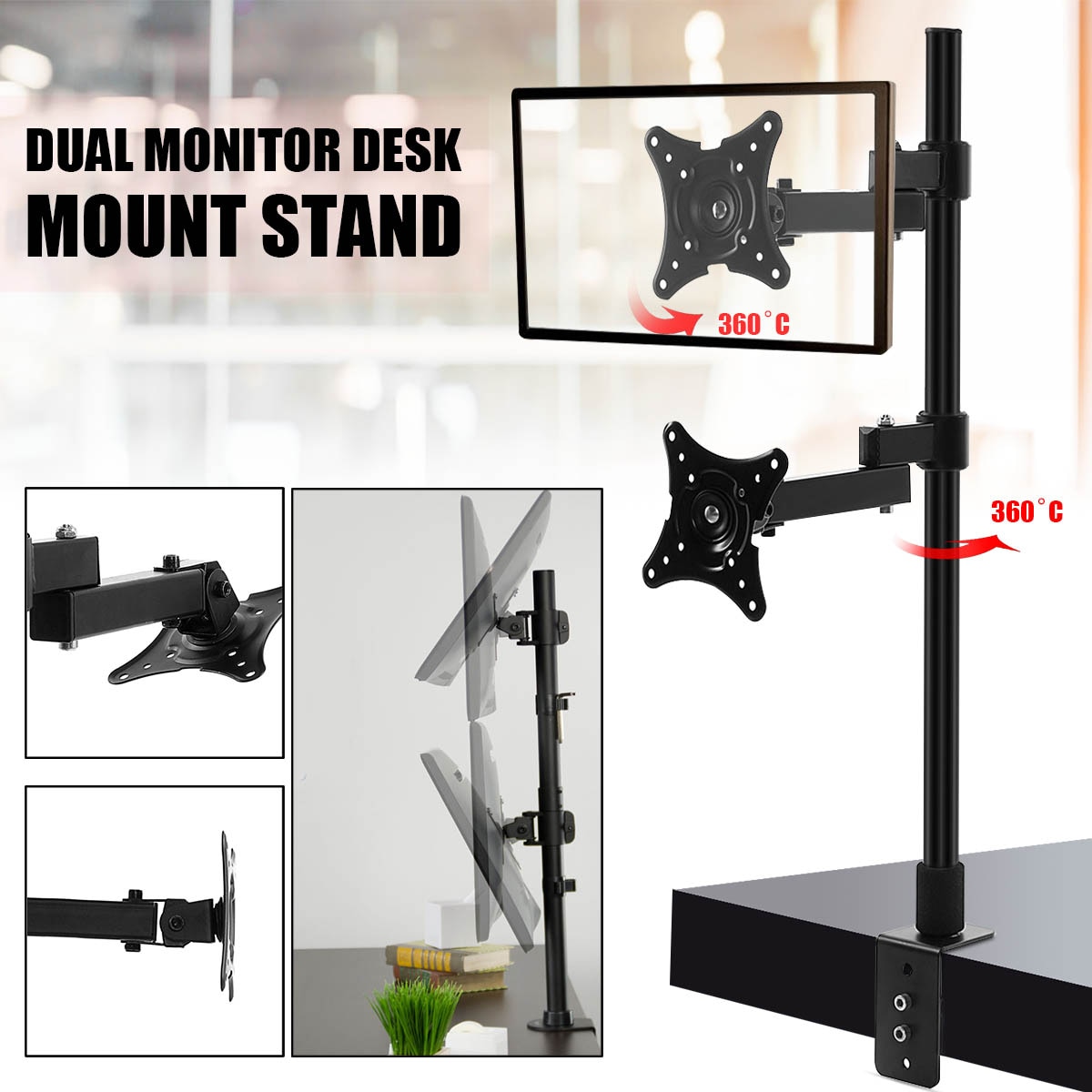 Desktop Dual Computer Monitor Mount Stand Verticale Array Voor Twee Schermen Beugel Fit Voor 14-24 Inch Tv Mount beugel Klem