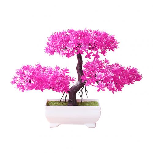 Realistinen keinotekoinen vihreä ruukku tervetuloa mänty jäljitellä bonsai-simulaatio keinotekoinen ruukkukasvi ornamentti kodin koristelu: Vaaleanpunainen