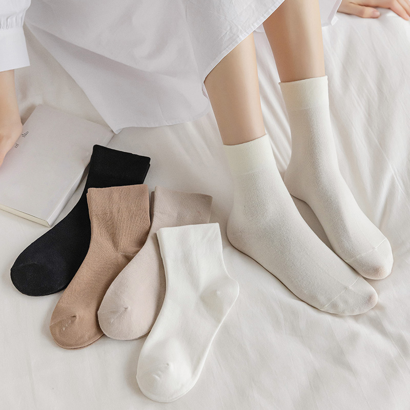 Women's Crew Socks Spring Japanese Style Breathable Casual Short Socks For Women Ladies Plain Socks Thin